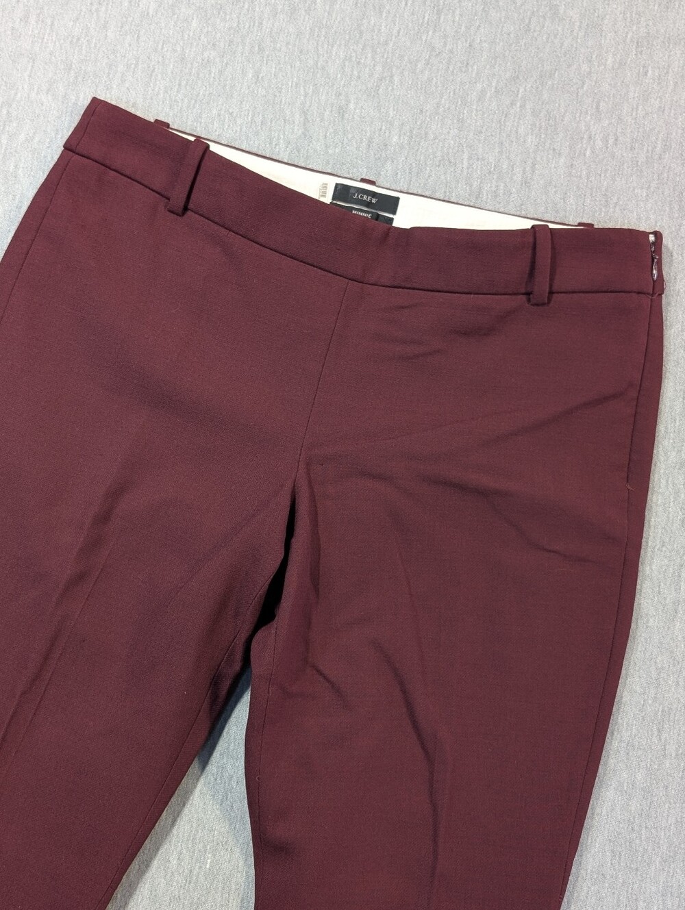 J. Crew Minnie Wool Blend Mid Rise Pants Trousers Women's 8 Maroon
